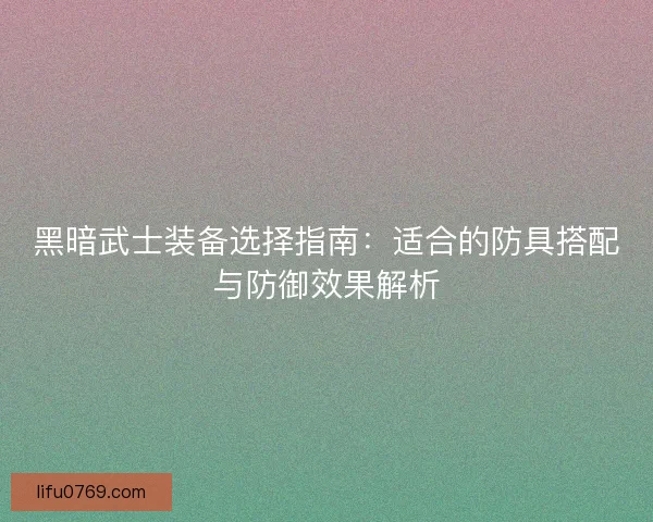 黑暗武士装备选择指南：适合的防具搭配与防御效果解析