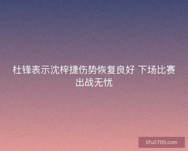 杜锋表示沈梓捷伤势恢复良好 下场比赛出战无忧